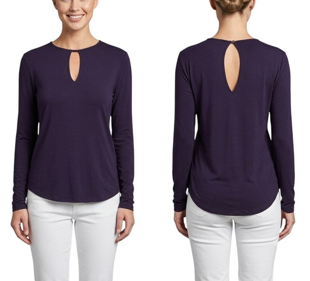 Laila Jayde Long Sleeve Keyhole Top Violet Crew Neck Size XS NWT